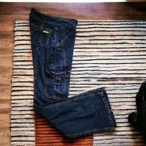 Vtg GASOLINE 80's Bootcut Cargo Jeans.  Size 9